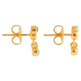 Front product shot of the Oroton Capri Double Drop Studs in Gold/Turquoise and Brass Base Metal With Precious Metal Plating/Reconstituted Stone/Pearl for Women