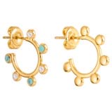 Front product shot of the Oroton Capri Hoops in Gold/Turquoise and Brass Base Metal With Precious Metal Plating/Reconstituted Stone/Pearl for Women