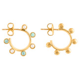 Front product shot of the Oroton Capri Hoops in Gold/Turquoise and Brass Base Metal With Precious Metal Plating/Reconstituted Stone/Pearl for Women