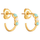 Oroton Capri Triple Hoops in Gold/Turquoise and Brass Base Metal With Precious Metal Plating/Reconstituted Stone/Pearl for Women