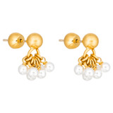 Oroton Como Double Studs in Worn Gold/Pearl and Brass base metal with precious metal plating/ Pearl for Women