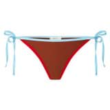 Front product shot of the Oroton Contrast Bind Bikini Bottom in Iced Chocolate and 78% Recycled Nylon/ 22 % Lycra for Women