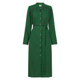 Front product shot of the Oroton Stripe Shirt Dress in Kelly Green and 100% Cotton for Women