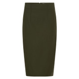 Front product shot of the Oroton Pencil Skirt in Khaki and 61% Cotton, 39% Polyester for Women