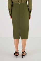 Oroton Pencil Skirt in Khaki and 61% Cotton, 39% Polyester for Women
