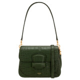 Front product shot of the Oroton Carter Collectable Small Day Bag in Dark Moss and Textured Leather for Women