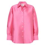 Front product shot of the Oroton Satin Overshirt in Candy Pink and 85% Polyester, 15% Silk for Women