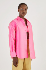 Oroton Satin Overshirt in Candy Pink and 85% Polyester, 15% Silk for Women