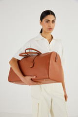 Oroton Inez Weekender in Cognac and Saffiano Leather for Women