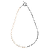 Front product shot of the Oroton Adalyn Pearl Necklace in Silver/White and  for Women