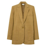 Front product shot of the Oroton Single Breasted Blazer in Tobacco and 58% Viscose 42% Linen for Women