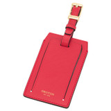 Front product shot of the Oroton Inez Luggage Tag in Peony Pink and Split Saffiano Leather for Women
