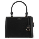 Oroton Lena Small Day Bag in Black/Black and Oroton Signature Recycled Jacquard Fabric. Smooth Leather for Women