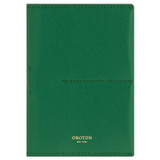 Front product shot of the Oroton Inez Passport Cover in Emerald and Split Saffiano Leather for Women