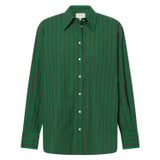 Front product shot of the Oroton Stripe Shirt in Kelly Green and 100% Cotton for Women