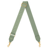 Front product shot of the Oroton Logo Webbing Bag Strap in Shale Green and Smooth Leather for Women