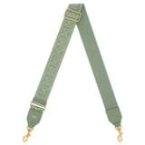 Front product shot of the Oroton Logo Webbing Bag Strap in Shale Green and Smooth Leather for 