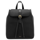Oroton Dylan Medium Zip Buckle Backpack in Black and Pebble Leather for Women