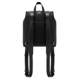 Back product shot of the Oroton Dylan Medium Zip Buckle Backpack in Black and Pebble Leather for Women