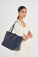 Oroton Dylan Medium Tote in Dark Navy and Pebble Leather for Women