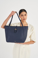 Oroton Dylan Medium Tote in Dark Navy and Pebble Leather for Women