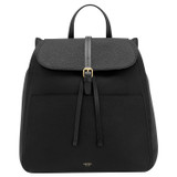Front product shot of the Oroton Dylan Large Zip Buckle Backpack in Black and Pebble Leather for Women