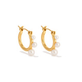 Front product shot of the Oroton Jaclyn Mini Hoops in Worn Gold/White and  for Women