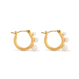 Internal product shot of the Oroton Jaclyn Mini Hoops in Worn Gold/White and  for Women