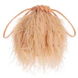 Front product shot of the Oroton Grace Feather Bag in Peach Glow and Polyester Satin for Women