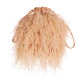 Back product shot of the Oroton Grace Feather Bag in Peach Glow and Polyester Satin for Women