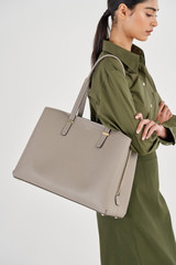 Oroton Anika 13" Day Bag in Oyster and Pebble leather for Women