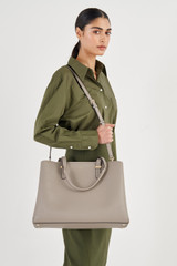 Oroton Anika 13" Day Bag in Oyster and Pebble leather for Women