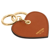 Front product shot of the Oroton Inez Heart Keyring in Cognac and Saffiano for Women