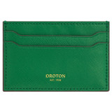 Front product shot of the Oroton Inez Credit Card Sleeve in Emerald and Saffiano Leather for Women