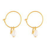 Front product shot of the Oroton Nellie Hoops in Gold/White and  for Women