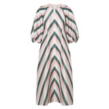 Front product shot of the Oroton Stripe Print Dress in Iced Pink and 100% Silk for Women