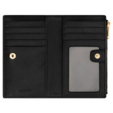 Oroton Lena Small Slim Zip Wallet in Black/Black and Oroton Signature Recycled Jacquard Fabric. Smooth Leather for Women