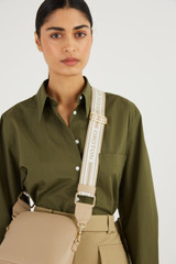 Oroton Heather Webbing Strap in Fawn/Cream and Pebble leather for Women