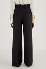 Oroton Flat Front Pant in Black and 53% Polyester 42% Wool 5% Elastane for Women