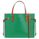 Front product shot of the Oroton Harriet Mini Tote in Emerald and Saffiano Leather With Smooth Leather Trim for Women