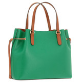 Back product shot of the Oroton Harriet Mini Tote in Emerald and Saffiano Leather With Smooth Leather Trim for Women