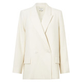 Front product shot of the Oroton Double Breasted Blazer in Cream and 53% Polyester 43% Wool 4% Elastane for Women