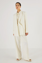 Oroton Double Breasted Blazer in Cream and 53% Polyester 43% Wool 4% Elastane for Women