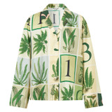 Front product shot of the Oroton Fern Garden Long Sleeve Shirt in Cream and 100% Silk for Women