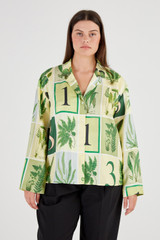 Oroton Fern Garden Long Sleeve Shirt in Cream and 100% Silk for Women