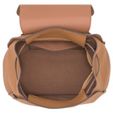 Internal product shot of the Oroton Dylan Medium Zip Buckle Backpack in Tan and Pebble Leather for Women
