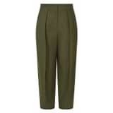 Front product shot of the Oroton Pleat Curved Leg Pant in Khaki and 61% Cotton, 39% Polyester for Women