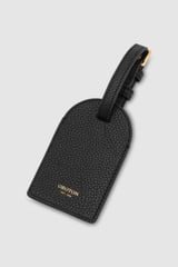 Front product shot of the Oroton Jemima Luggage Tag in Black and Pebble Leather for Women