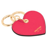 Front product shot of the Oroton Inez Heart Keyring in Peony Pink and Saffiano Leather for Women