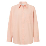 Front product shot of the Oroton Poplin Long Sleeve Shirt in Iced Pink and 100% Cotton for Women
